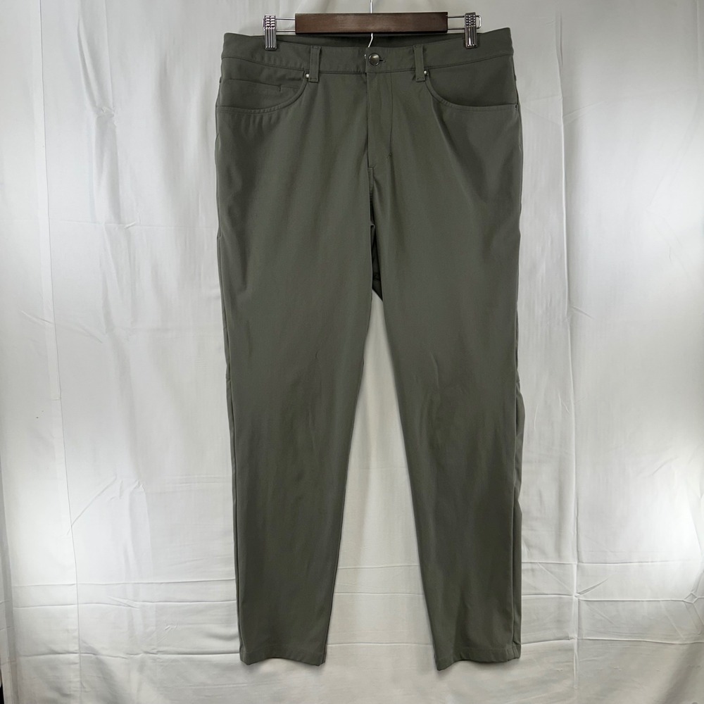 Lululemon Commission Slim Fit Pants Mens 34 Olive Green Warpstreme Chino